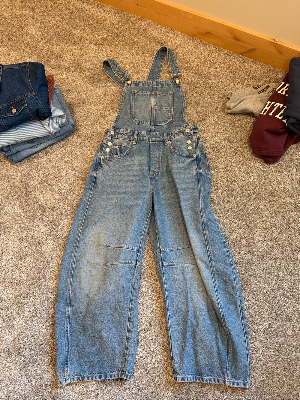 We The Free Light Blue Denim Overalls for Women